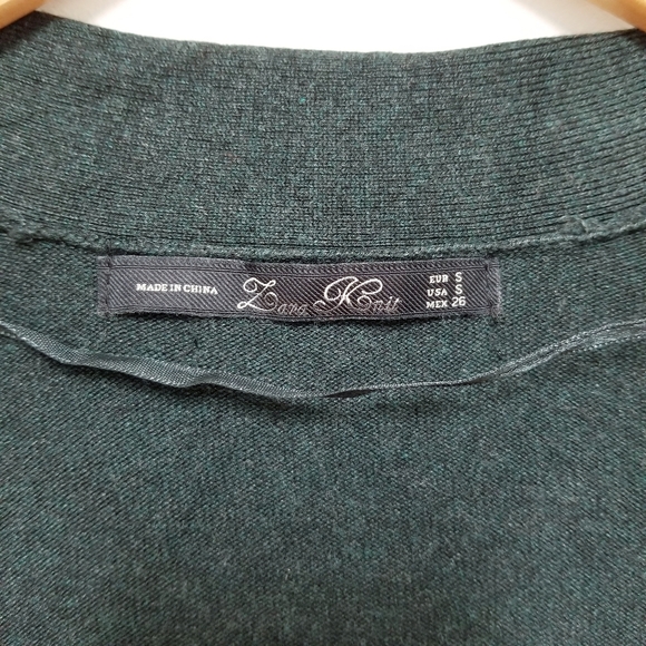 Zara knit green open oversized draped neck sweater - Picture 3 of 5